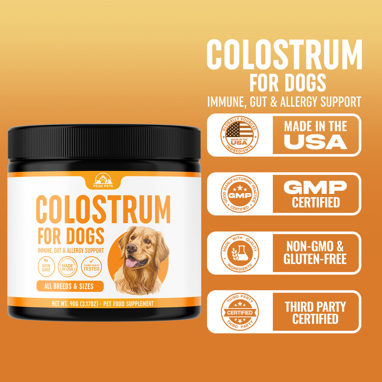Bovine Colostrum for Dogs | Raw Colostrum Powder for All Ages, Breeds & Sizes